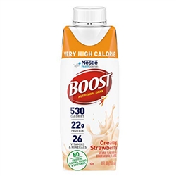 Boost Very High Calorie Oral Supplement, Strawberry, Ready to Use 8 oz. Carton, 24/CS