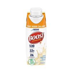 Boost Very High Calorie Oral Supplement, Very Vanilla, Ready to Use 8 oz. Carton, 24/CS
