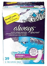 Always Discreet Maxi Incontinence Liner, 13.5" Length, Heavy Absorbency, DualLock, 39/PK 3PKS/CS