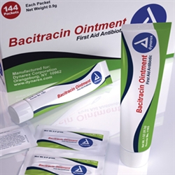 Dynarex, Bacitracin Ointment, .9 gram foil pack, 144/BX, 12BX/CS