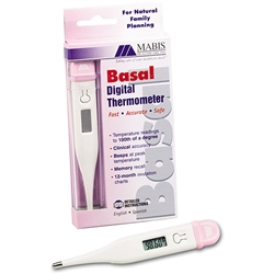 Basal Digital Thermometer, LCD, Fahrenheit, White/Pink
