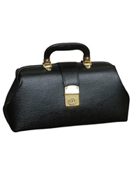 Black Leather Specialist Bags With Brass Fittings, 12" x 7" x 5"