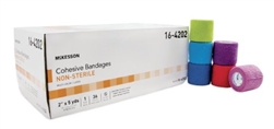 McKesson Cohesive Bandage, 2" X 5 yds, Standard Compression, Self-adherent Closure, Purple/Pink/Green/Light Blue/Royal Blue/Red, NonSterile, 36/CS