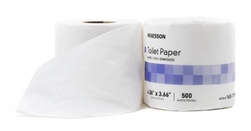 McKesson Toilet Tissue, White, 2-Ply Standard Size Cored Roll, 500 Sheets 3.66 X 4.06", 96/CS