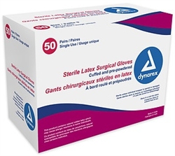 Dynarex, Surgeon's Latex Gloves, Sterile, Powder-Free, (Size 7.0), 50PR/BX, 4BX/CS