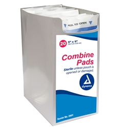 Dynarex Combine Pads, 5â€ x 9â€, 20/BX, 20BX/CS, Sterile