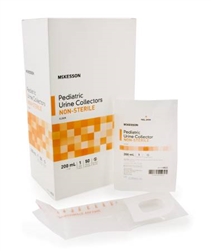McKesson Pediatric Urine Collection Bag, Polypropylene Adhesive Closure, 200 mL, Non-Sterile, 50/BX