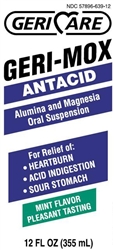 Geri Mox Antacid Liquid, 12 oz, Mint Flavor, Compares to Maalox, 12/CS