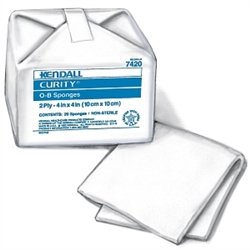 Curity O-B Cotton Sponges, 2 Ply, 4" X 4", Square, 100/PK