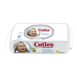 Cuties, Baby Wipes, 6.7 x 7.7", Flip Top, Soft Pack, Unscented, Sensitive with Aloe & Vitamin E, 78/PK 12PK/CS