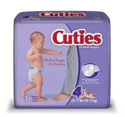 Baby Diapers, Cuties, 22-37 lbs., Size 4, 31/PK 4PK/CS