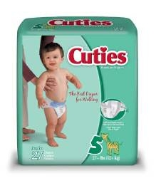 Baby Diapers, Cuties, Size 5, Over 27 lbs., 27/PK 4PK/CS