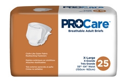 Briefs, ProCare, 59-64", X-Large, Heavy Absorbency, White, 25/BG 4BG/CS