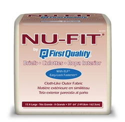 Brief Nu-Fit, Limited Mat Body Shaped, 59-64", Moderate Absorbency, X-Large, Beige, 15/PK, 4PK/CS