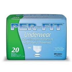 Brief Per-Fit, Limited Mat Body Shaped, 34-46", Moderate-Heavy Absorbency, Medium, Green, 20/PK, 4PK/CS