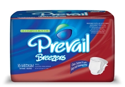 Briefs, Prevail, Breezers, Limited Mat Body Shaped, 32-44", Medium, Moderate-Heavy Absorbency, White, 16/PK 6PK/CS