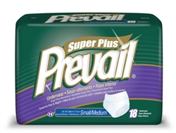 Briefs, Prevail, Pull-On, 34-46", Small/Medium, Moderate-Heavy, Super Plus Absorbency, Green, 18/PK 4PK/CS