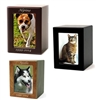 MDF Photo Pet Cremation Urn | Cherry | Rustic Natural | Black