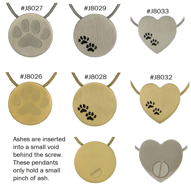 Paw Prints Pet Cremation Pendants | Bronze | Pewter