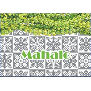 Pakalana Green/Silver Foil Mahalo Note Cards