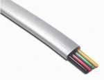 Flat Telephone Cable, 4 Conductor, Silver Satin Color, 100 Feet. Item# 14-TEL04C-SS-0100