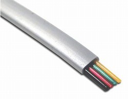 Flat Telephone Cable, 4 Conductor, Silver Satin Color, 250 Feet. Item# 14-TEL04C-SS-0250