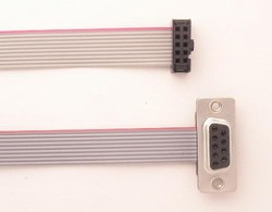 Flat Cable Assemblies: 10 Pos. IDC Socket to 9 Pin F D-Sub, 10 Pieces. Item# ECA-S10D09F-12-A-010