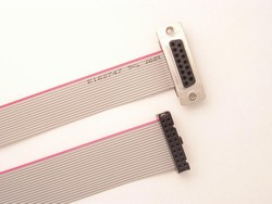 Flat Cable Assemblies: 16 Pos. IDC Socket to 15 Pin F D-Sub, 1 Piece. Item# ECA-S16D15F-18-A-001