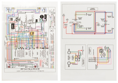 1957 Chevy Laminiated Wiring Diagram, Color