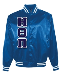 Original Satin Baseball Jacket with 4.5-Inch Greek Letters