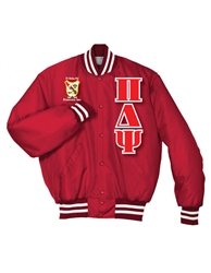 PREMIUM Satin Baseball Jacket</b> with <b>4.5-Inch Greek Letters