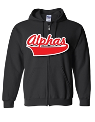 Zip-Up Hooded Sweatshirt</b> with <b>Split Front Baseball Script