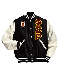 Letterman Jacket with Greek Letters and Crest