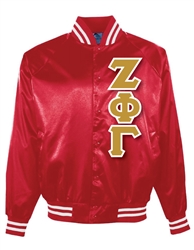 Original Satin Baseball Jacket with 4.5-Inch Greek Letters