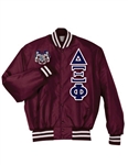 PREMIUM Satin Baseball Jacket</b> with Double Layer <b>4.5-Inch Greek Letters