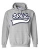 Pullover Hooded Sweatshirt with Baseball Tail Script