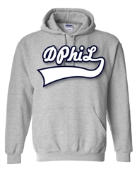 Pullover Hooded Sweatshirt with Baseball Tail Script