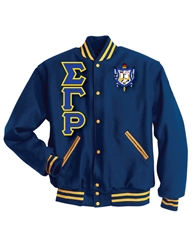 Wool Jacket with 4.5 Inch</b> Greek Letters and Crest