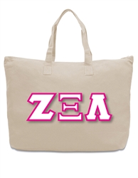 Large Zippered Tote with 4.5-Inch Greek Letters
