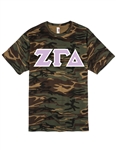 Unisex Camouflage T-Shirt with 4.5-Inch Greek Letters