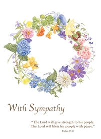 flower wreath psalm 29 sympathy card