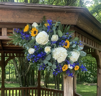 Sunflower and Navy Blue Wedding Arch Piece