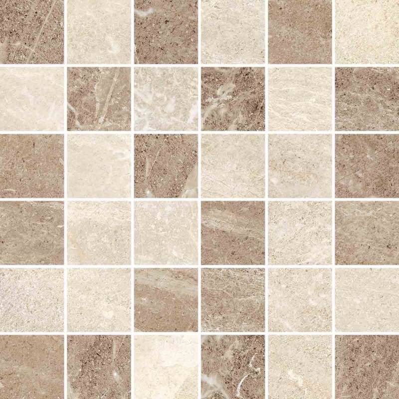 Mosaic Flint Cream 2" X 2" (Ivory-Walnut Mix) 12" X 12" Sheet