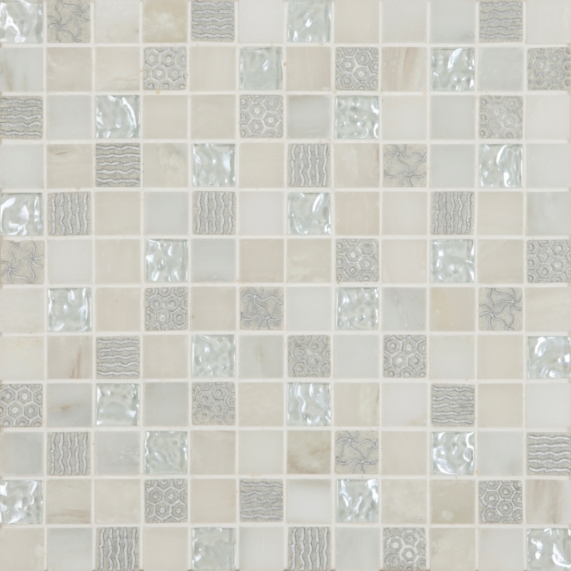 Cordoba White Deco Mosaic Mix 1" x 1" (12" X 12" Sheet)Suwanee, Atlanta, Johns Creek, Buford, Duluth, Gwinnett, Alpharetta, Lilburn, Roswell,Flooring, Tile, Wood, Porcelain Tile, Ceramic Tile, Mosaic Tile, Mosaic, installation product sale, happy floors,