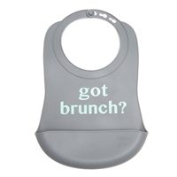 100% Silicone Bib with crumb catcher. No bpa, phthalates, or lead. Rolls up easily for travel.