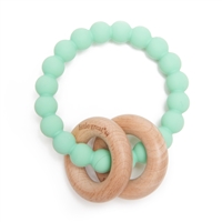 Little Great 100% Silicone Teether with Wood Rings that Rattle