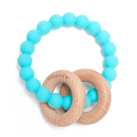 Little Great 100% Silicone Teether with Wood Rings that Rattle