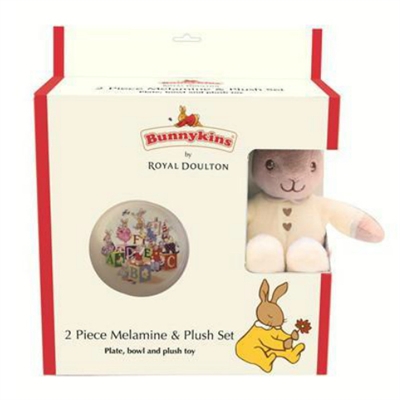 Bunnykins 2 piece Melamine plus Plush Toy Set Cream