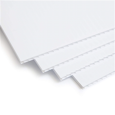 stack of white plastic corrugated sheets