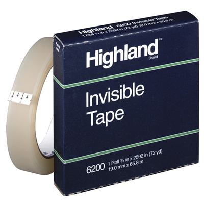 3M Highland Invisible Mending Tape</br> 3/4" x 72 yards <BR> 3" Core